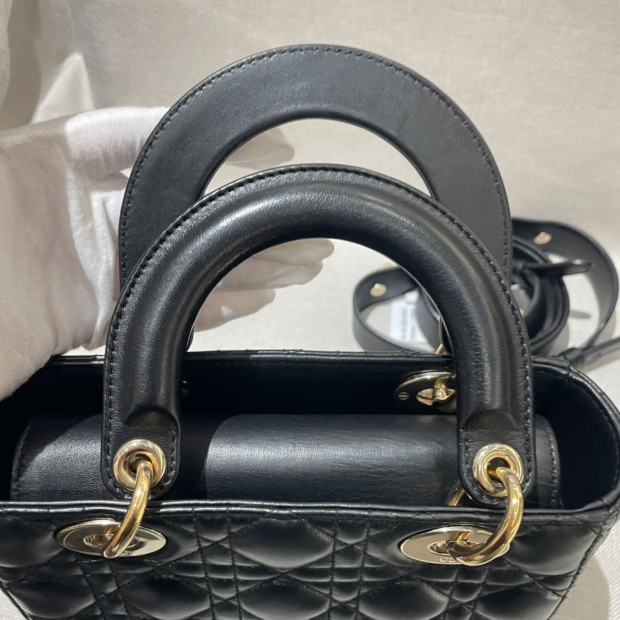 Pre-owned Certified Dior Small Lady Dior in Black Lambskin with Golden Hardware, 2020, w/ Full Set