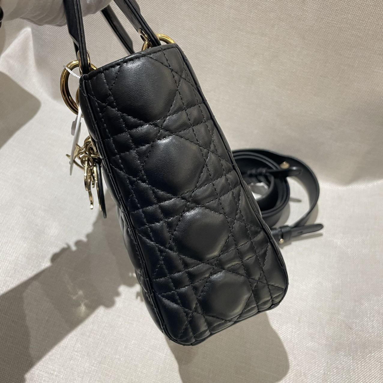 Pre-owned Certified Dior Small Lady Dior in Black Lambskin with Golden Hardware, 2020, w/ Full Set
