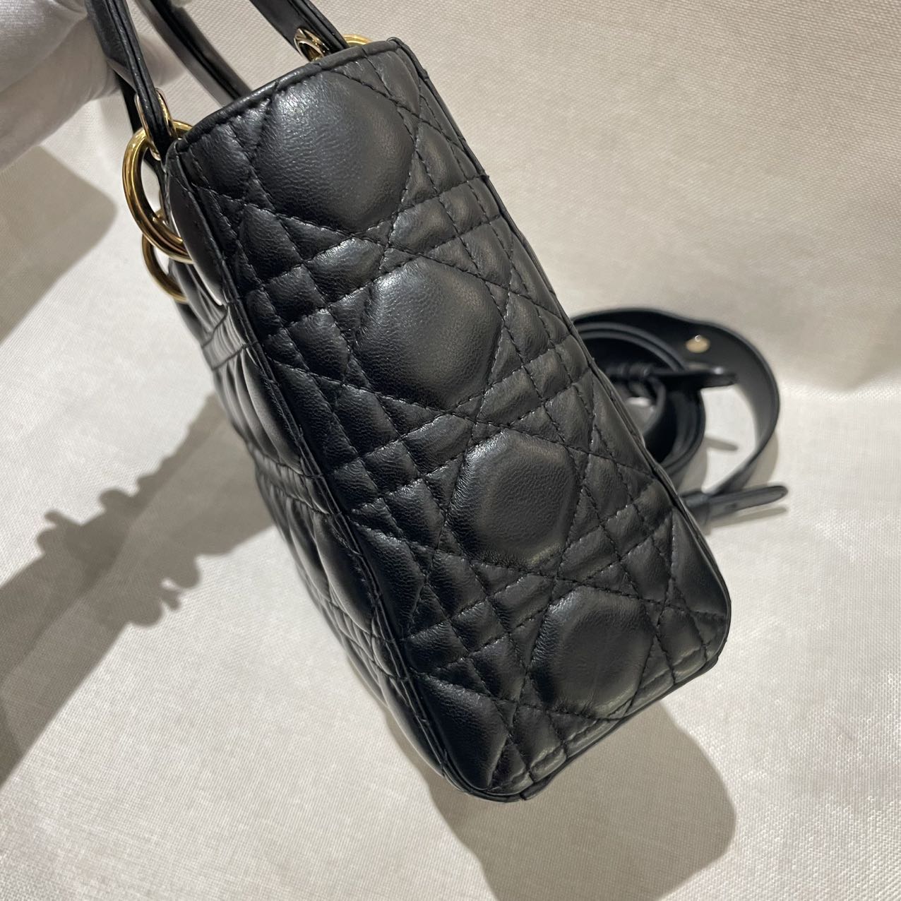 Pre-owned Certified Dior Small Lady Dior in Black Lambskin with Golden Hardware, 2020, w/ Full Set