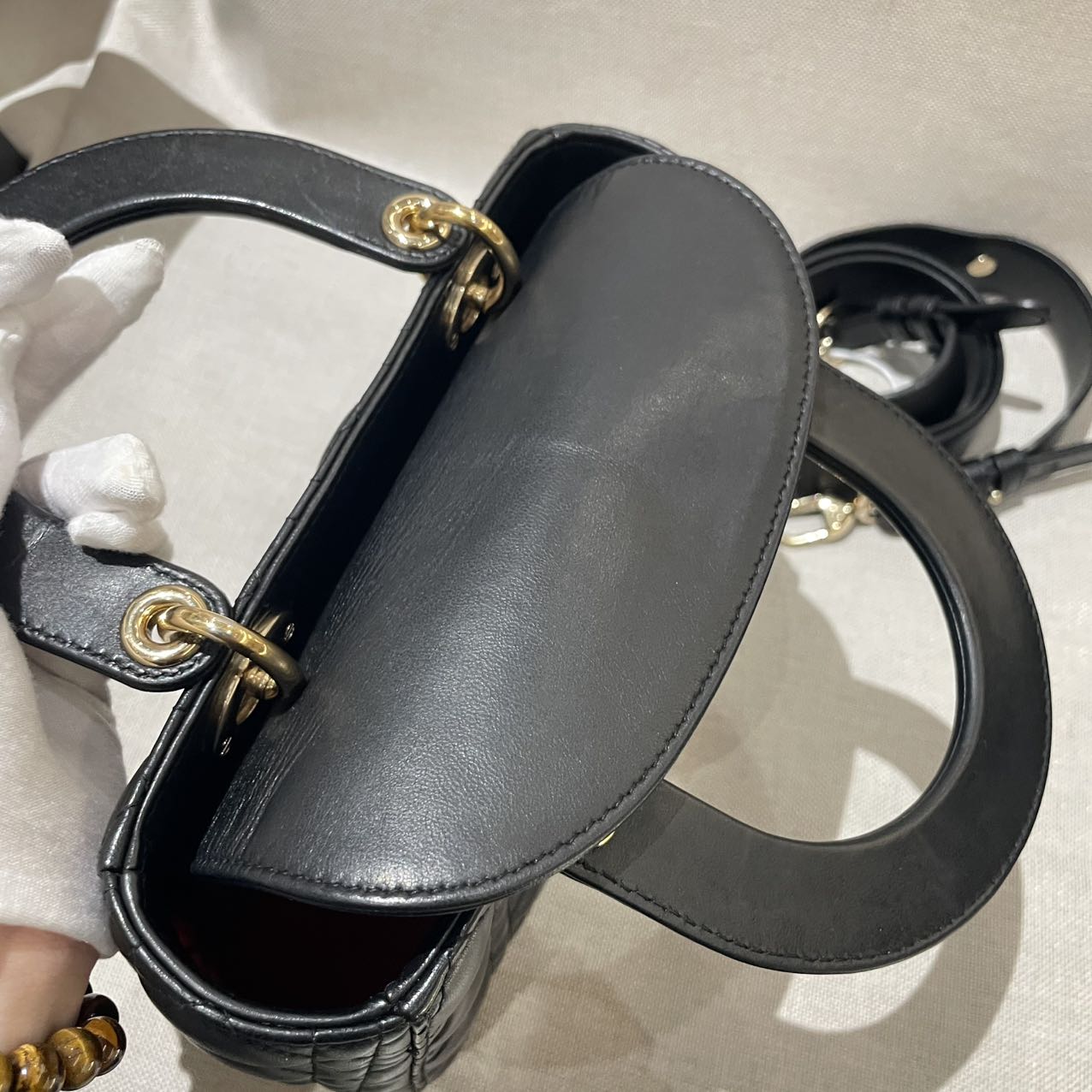 Pre-owned Certified Dior Small Lady Dior in Black Lambskin with Golden Hardware, 2020, w/ Full Set