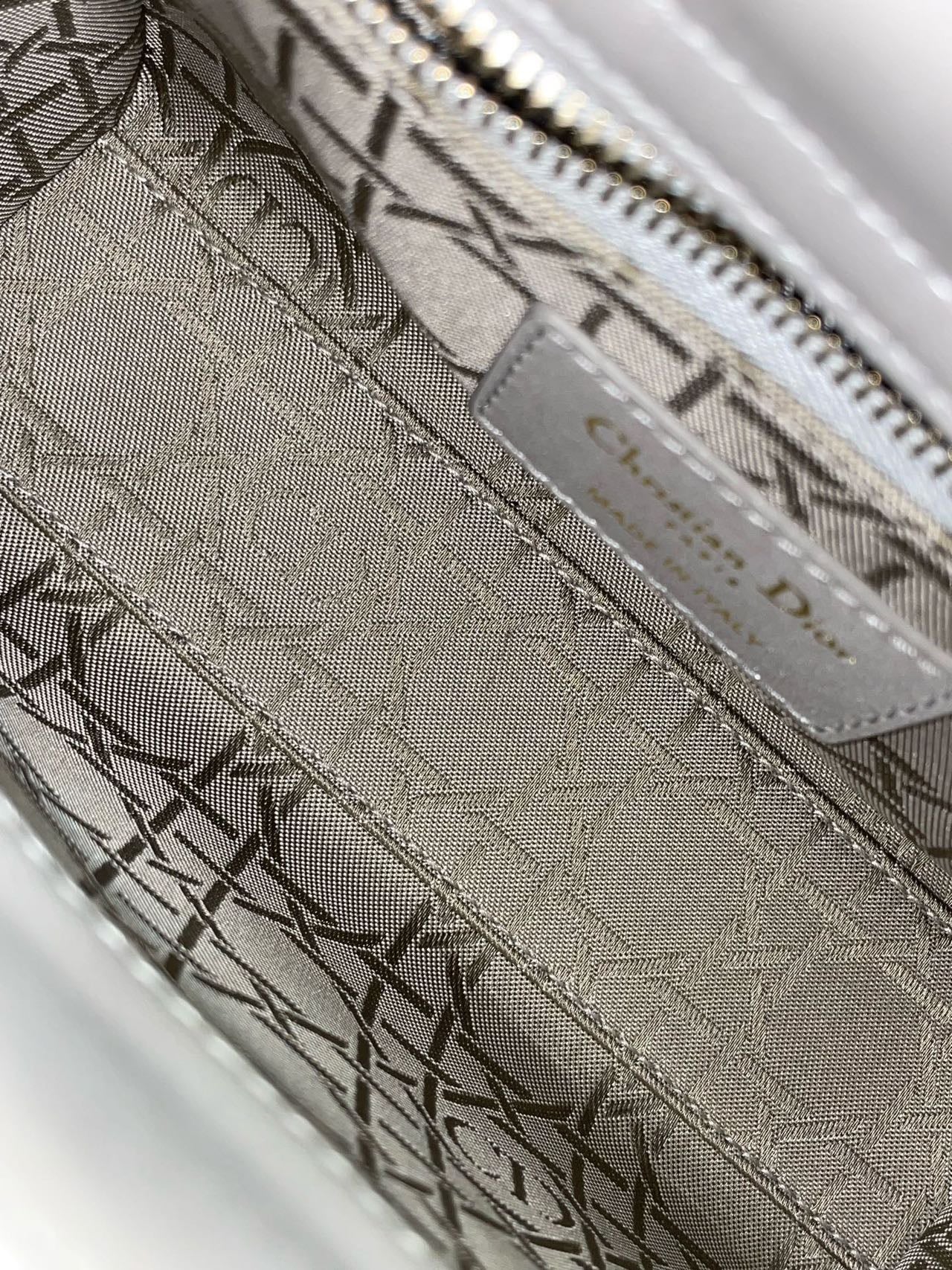 Pre-owned Certified Dior Small Lady Dior in Grey Lambskin with Golden Hardware, w/ strap