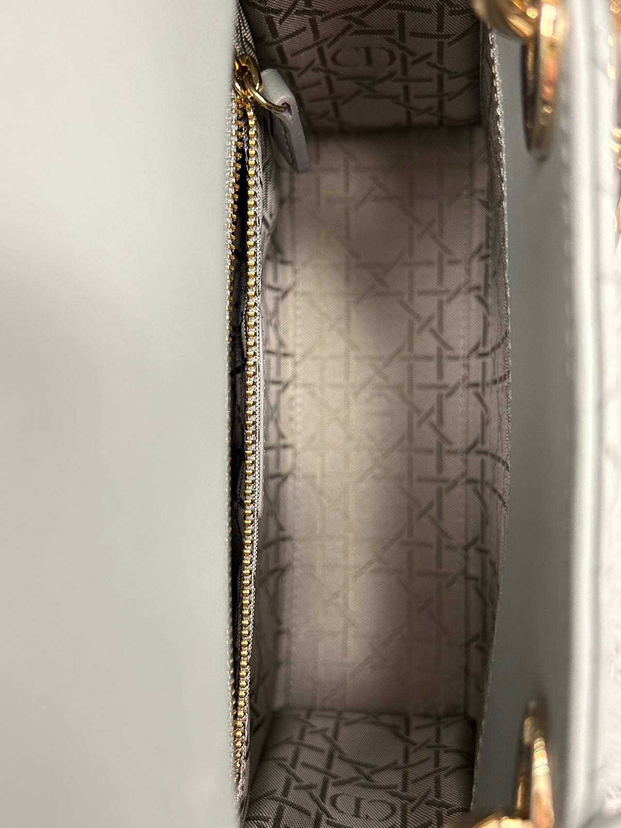 Pre-owned Certified Dior Small Lady Dior in Grey lambskin with Golden Hardware, 2022, w/dust bag, strap