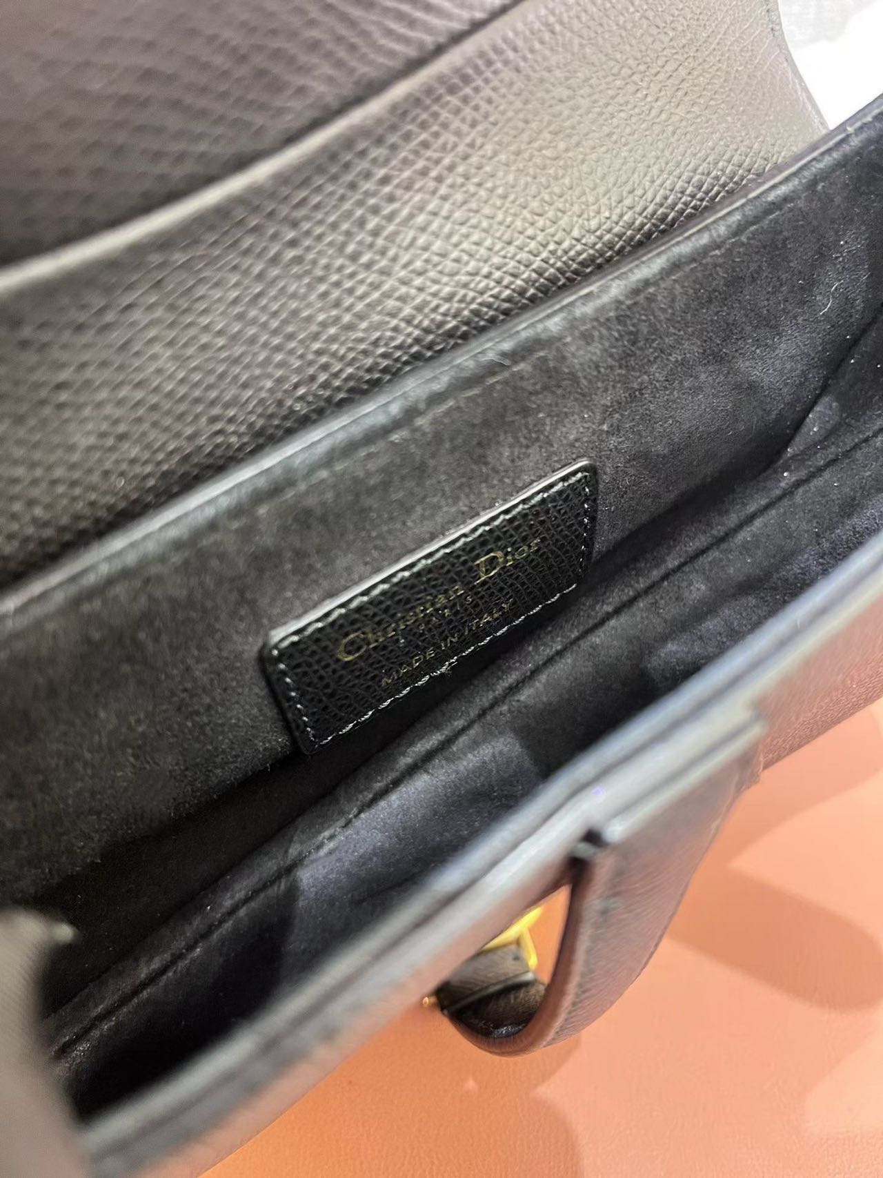 Pre-owned Certified Dior Mini Saddle in Black Grained Calfskin with Golden Hardware, 2018, w/dust bag