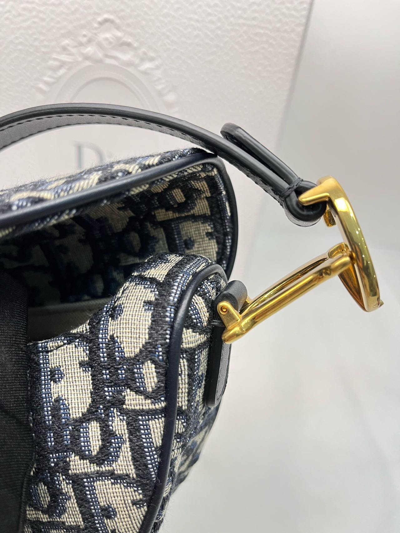 Pre-owned Certified Dior Mini Saddle in Blue Oblique Canvas, 2018, w/ full set