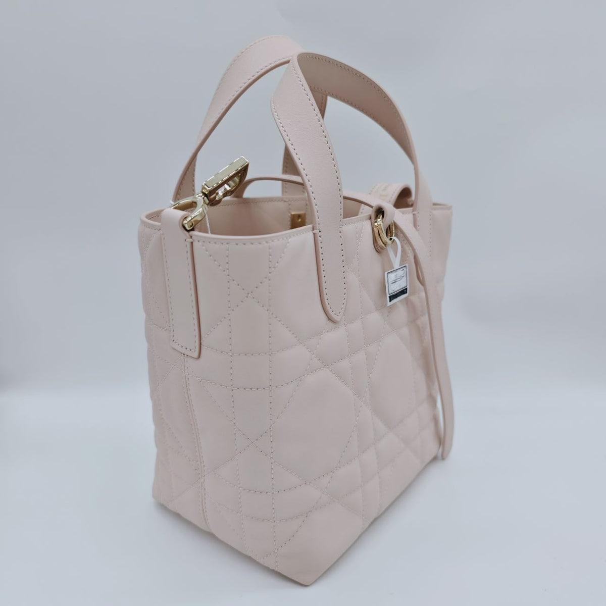 Pre-owned Certified Dior Small Toujour Vertical Tote Pink Powder Leather with Golden Hardware, 2026, w/full set