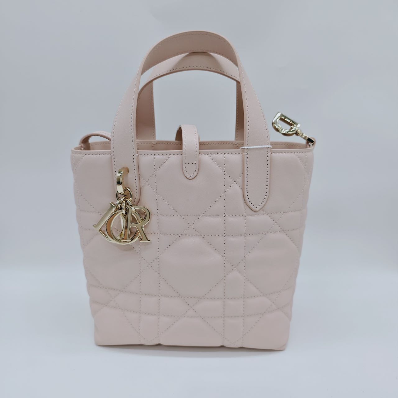 Pre-owned Certified Dior Small Toujour Vertical Tote Pink Powder Leather with Golden Hardware, 2026, w/full set