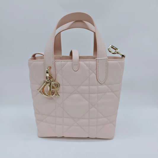 Pre-owned Certified Dior Small Toujour Vertical Tote Pink Powder Leather with Golden Hardware, 2026, w/full set