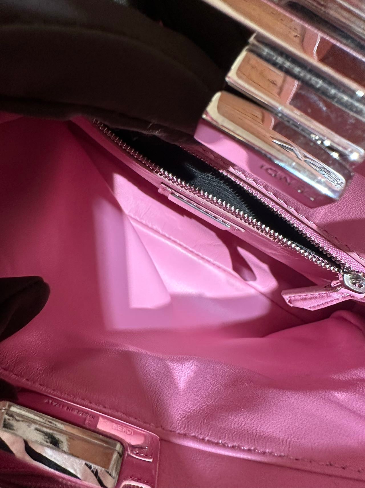 Pre-owned Fendi Peekaboo Small Barbie Pink w/ silver hardware with long strap