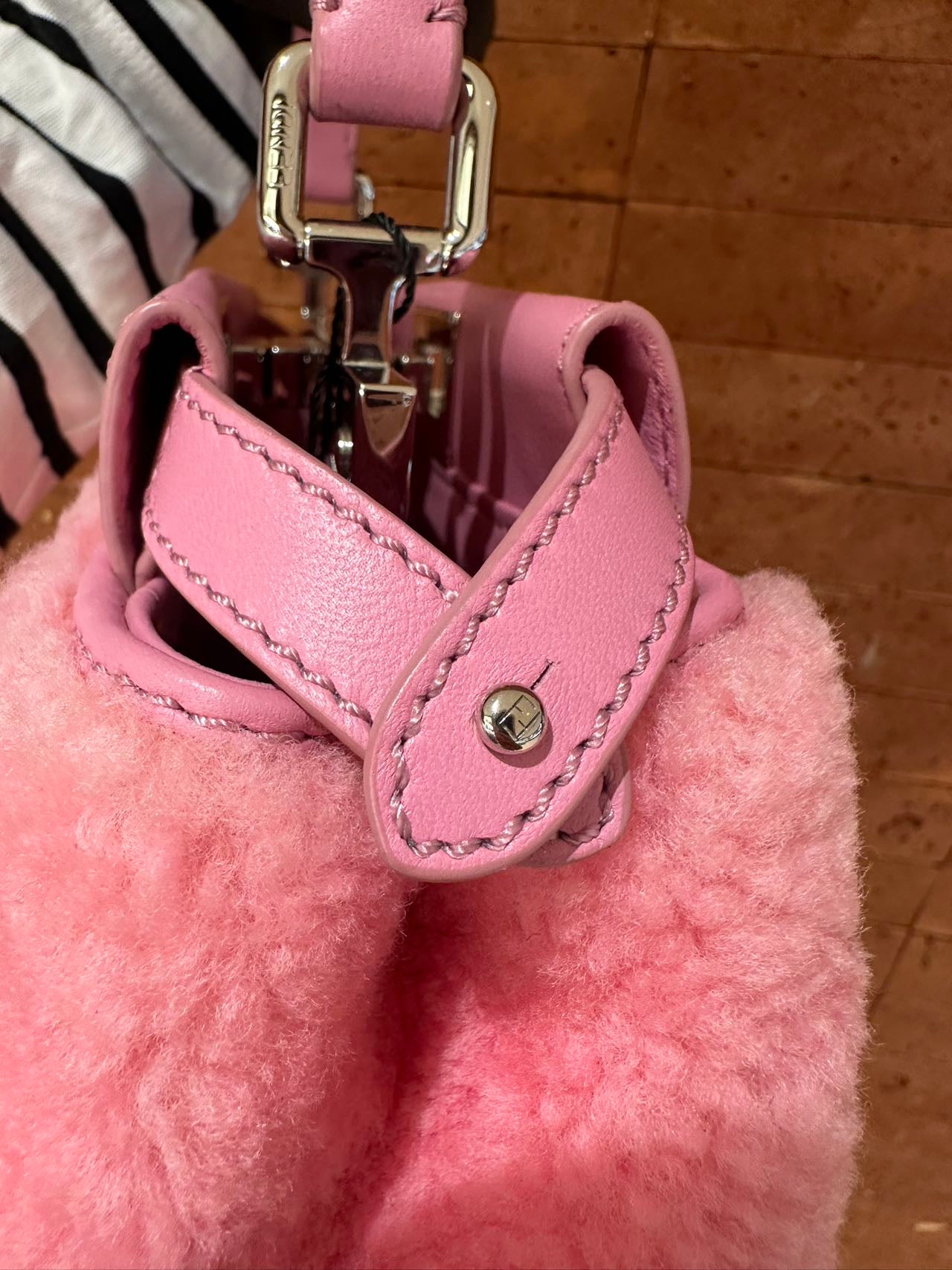 Pre-owned Fendi Peekaboo Small Barbie Pink w/ silver hardware with long strap