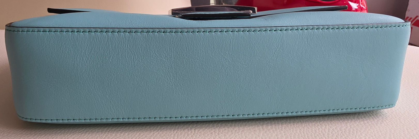 Pre-owned Certified Fendi x Tiffany Co. Special Edition Baguette Medium in Tiffany Blue Calfskin with Silver Hardware, w/ store tag, dust bag