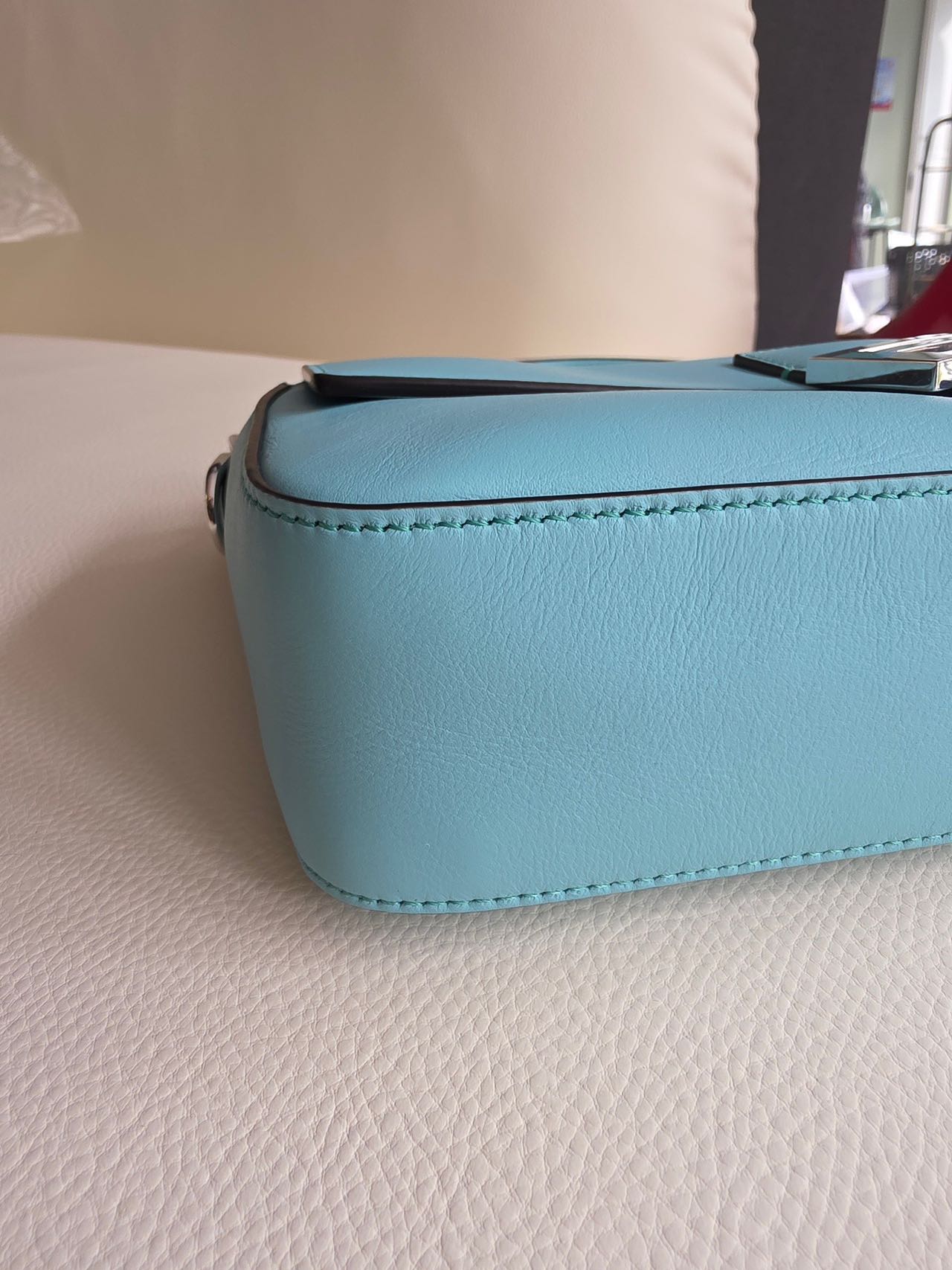 Pre-owned Certified Fendi x Tiffany Co. Special Edition Baguette Medium in Tiffany Blue Calfskin with Silver Hardware, w/ store tag, dust bag
