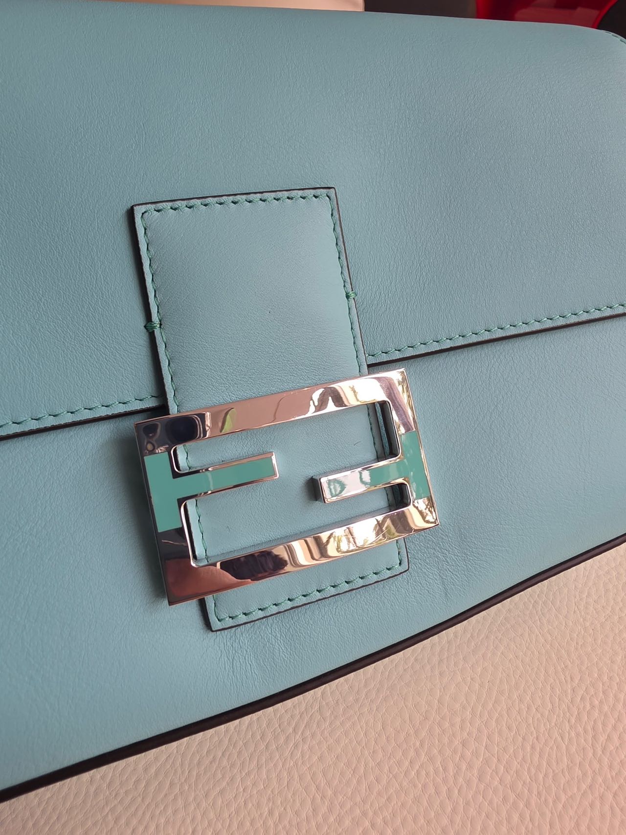 Pre-owned Certified Fendi x Tiffany Co. Special Edition Baguette Medium in Tiffany Blue Calfskin with Silver Hardware, w/ store tag, dust bag