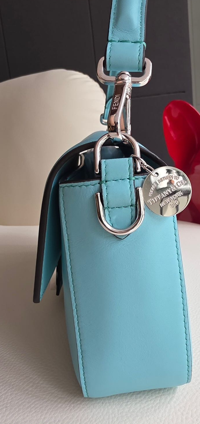 Pre-owned Certified Fendi x Tiffany Co. Special Edition Baguette Medium in Tiffany Blue Calfskin with Silver Hardware, w/ store tag, dust bag