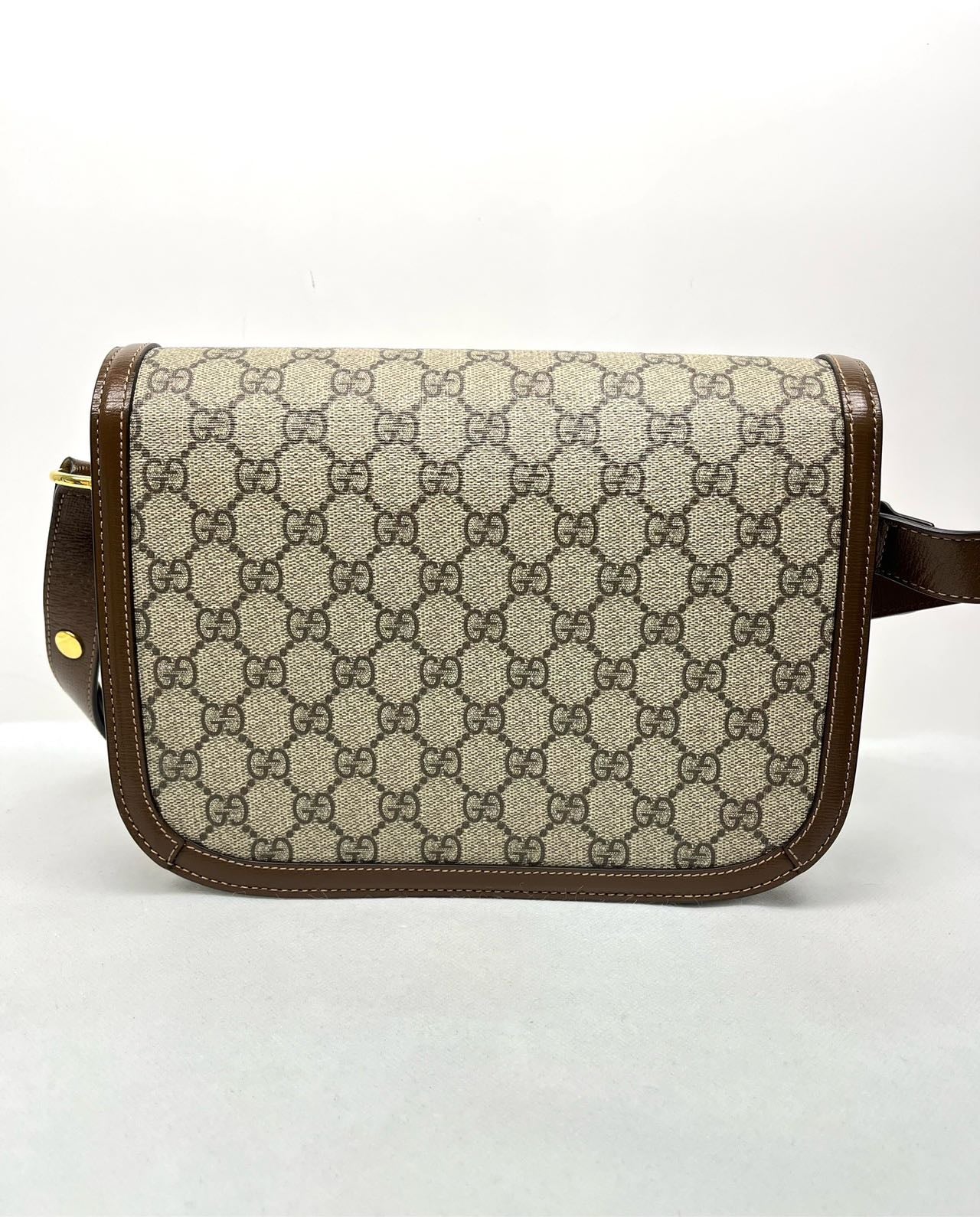 Pre-owned Certified Gucci 1955 Horsebit Shoulder Bag in GG Supreme Canvas, 2020