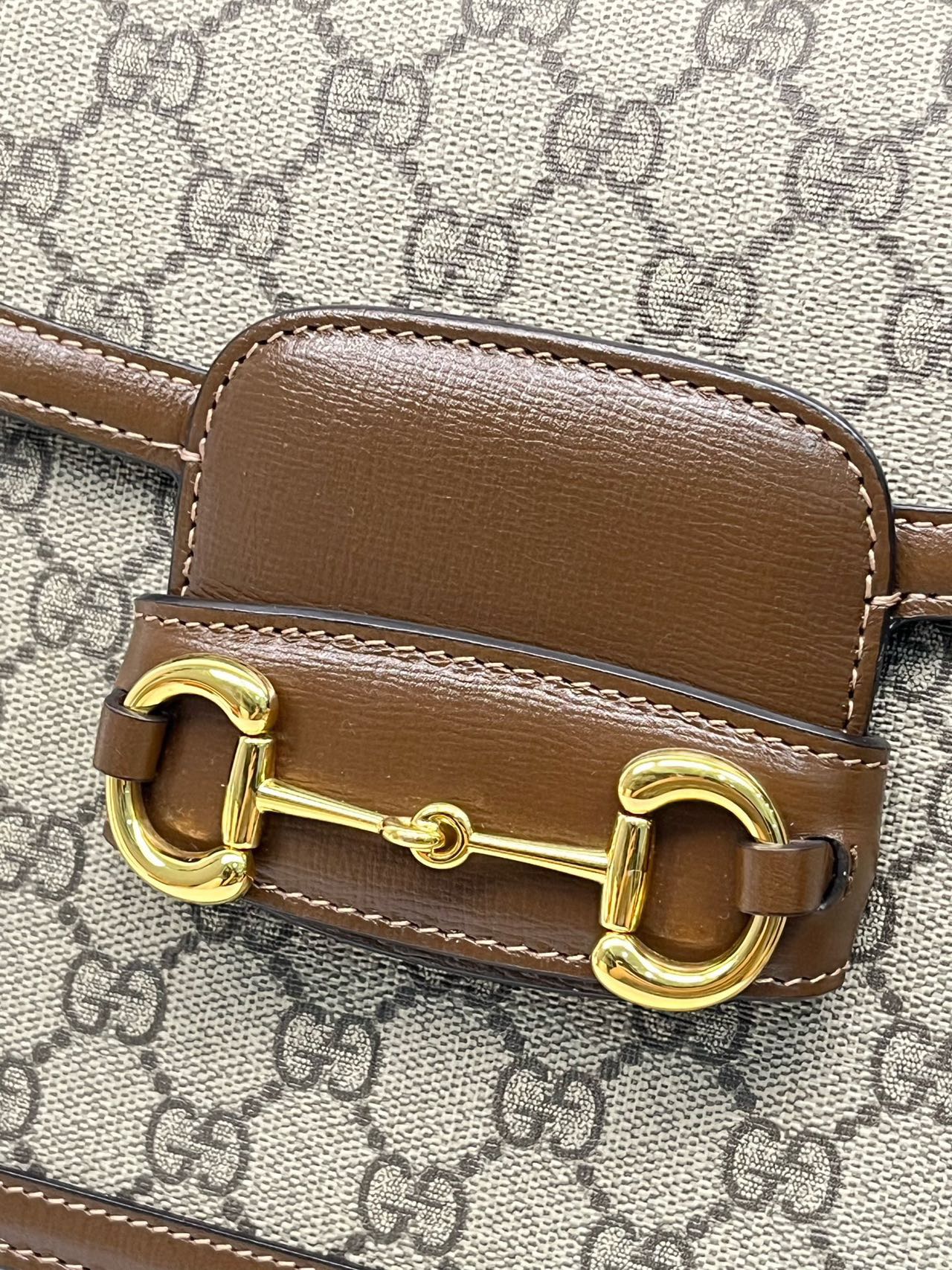 Pre-owned Certified Gucci 1955 Horsebit Shoulder Bag in GG Supreme Canvas, 2020