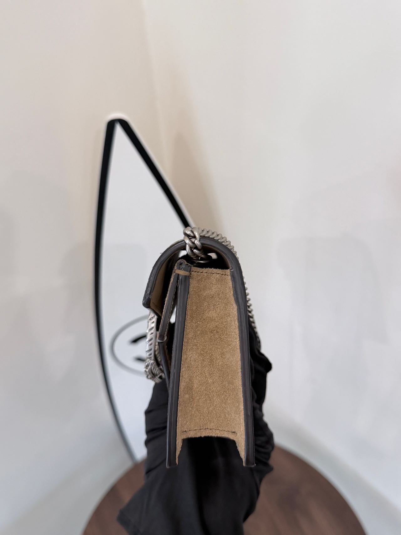Pre-owned Certified Gucci Mini Dionysus Shoulder Bag in Ebony GG Supreme Canvas with Silver Hardware