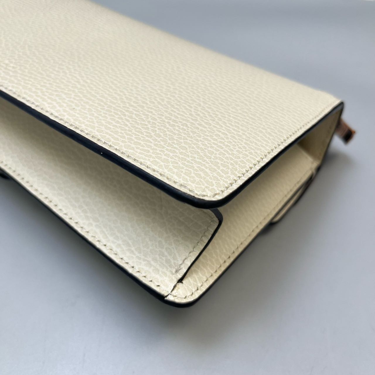 Pre-owned Certified Gucci Small Dionysus Shoulder Bag in White Leather  with Blue Enamel Hardware
