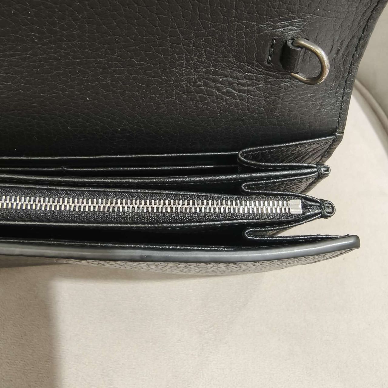 Pre-owned Certified Gucci Dionysus Wallet on Chain in Black Grained Leather with Crystal Hardware, w/full set