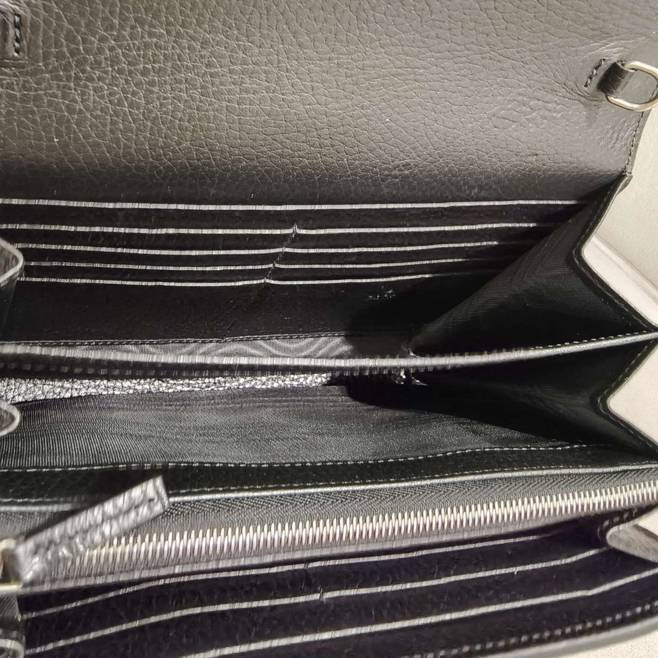 Pre-owned Certified Gucci Dionysus Wallet on Chain in Black Grained Leather with Crystal Hardware, w/full set