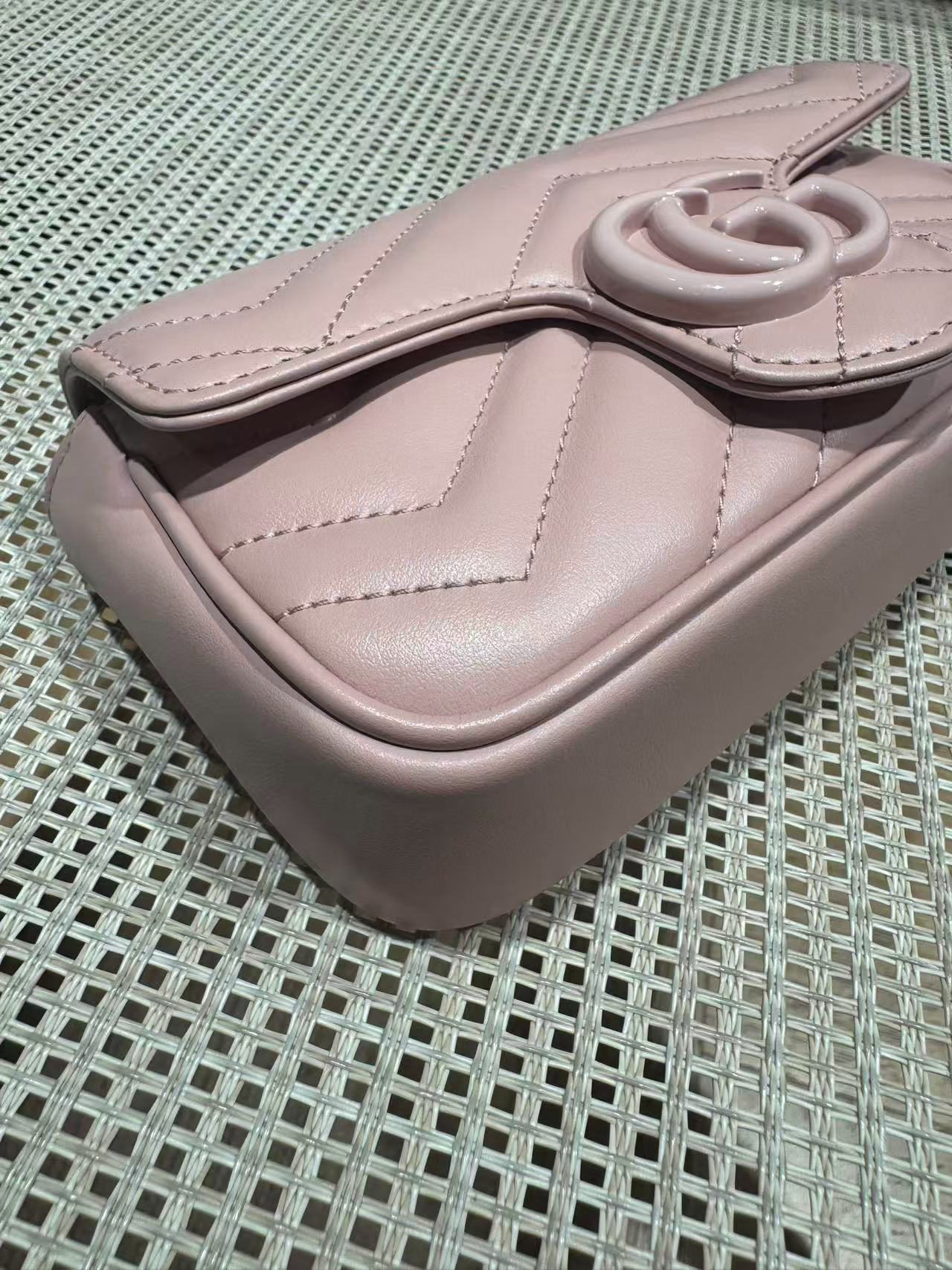 Pre-owned Certified Gucci Marmont Super Mini 2.0 So Pink Calfskin, w/ dust bag