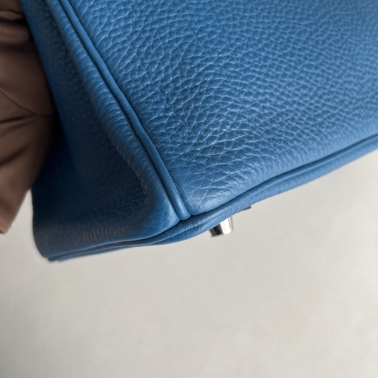 Pre-owned Certified Hermes Birkin 30 Bleu de Galice S7 Togo Leather Silver Hardware, 2015 (T), with dust bag, lock & key