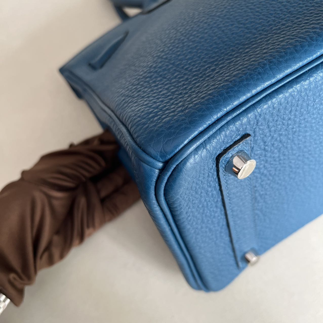Pre-owned Certified Hermes Birkin 30 Bleu de Galice S7 Togo Leather Silver Hardware, 2015 (T), with dust bag, lock & key