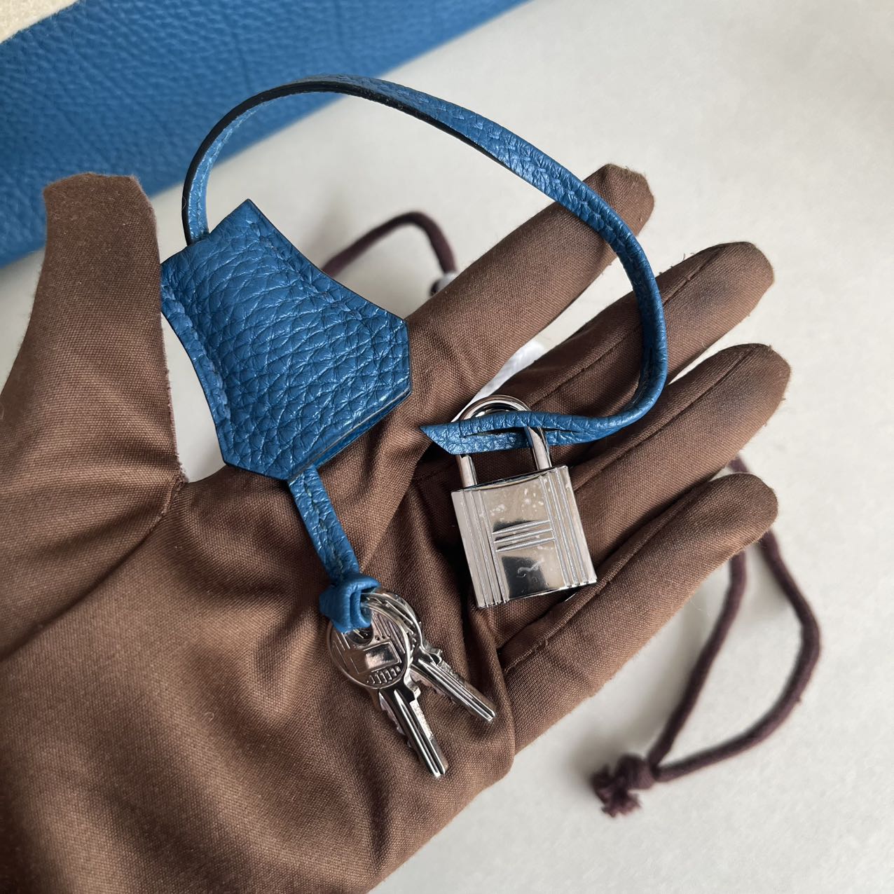 Pre-owned Certified Hermes Birkin 30 Bleu de Galice S7 Togo Leather Silver Hardware, 2015 (T), with dust bag, lock & key