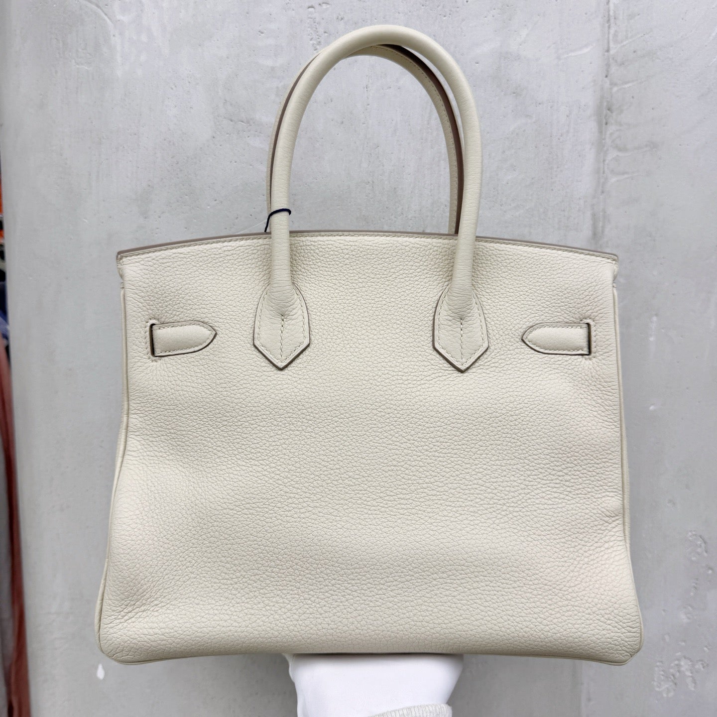 Pre-owned Certified Hermes Birkin 30 in Craie Togo Leather with Golden Hardware, 2020, w/ dust bag, lock and key, rain coat