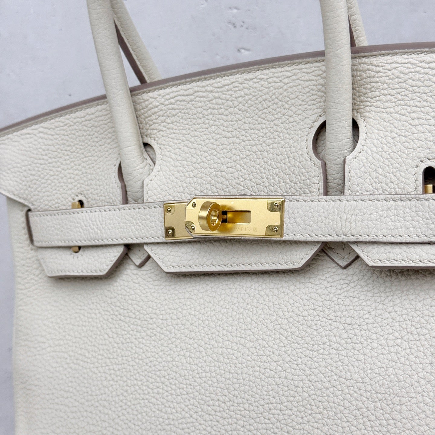 Pre-owned Certified Hermes Birkin 30 in Craie Togo Leather with Golden Hardware, 2020, w/ dust bag, lock and key, rain coat