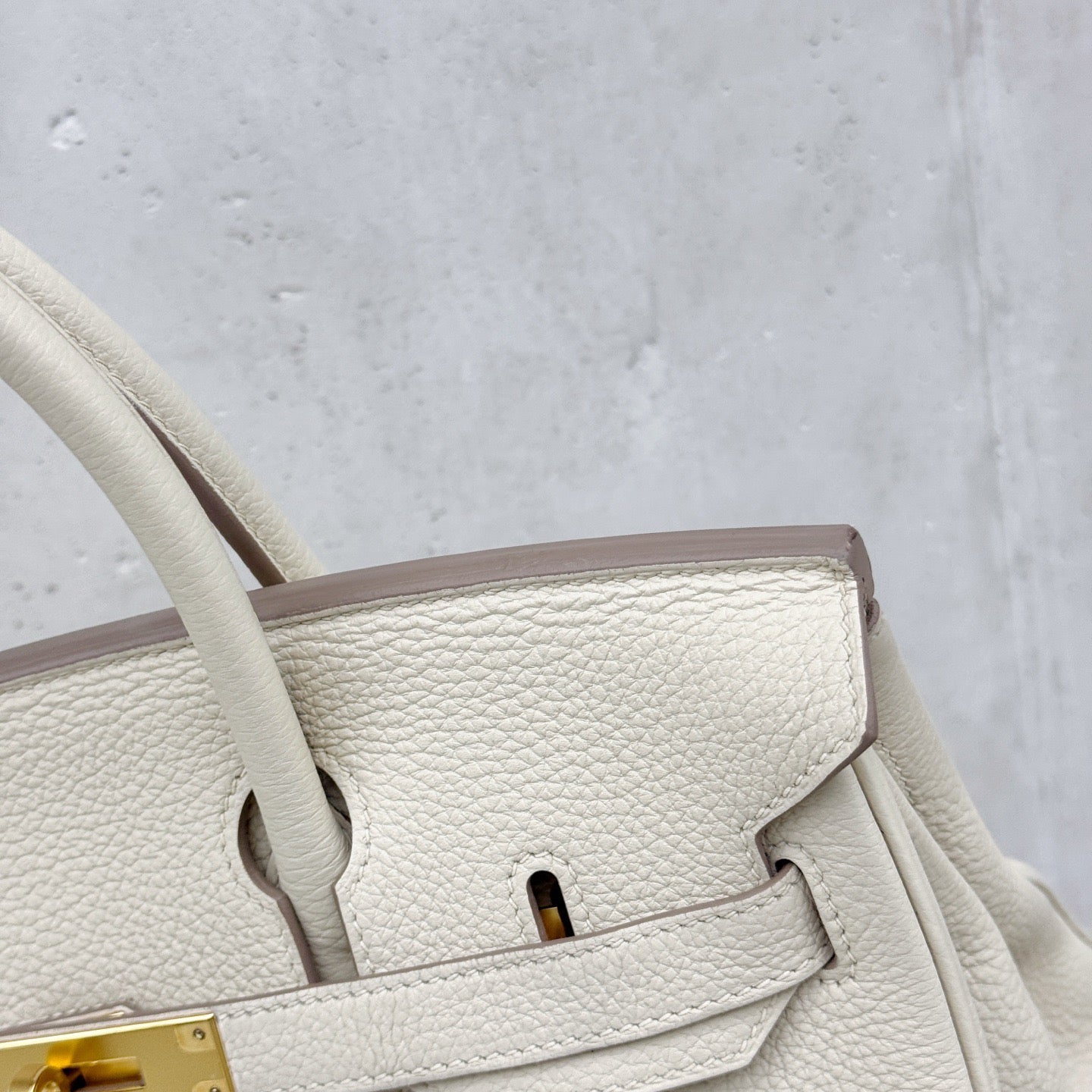 Pre-owned Certified Hermes Birkin 30 in Craie Togo Leather with Golden Hardware, 2020, w/ dust bag, lock and key, rain coat