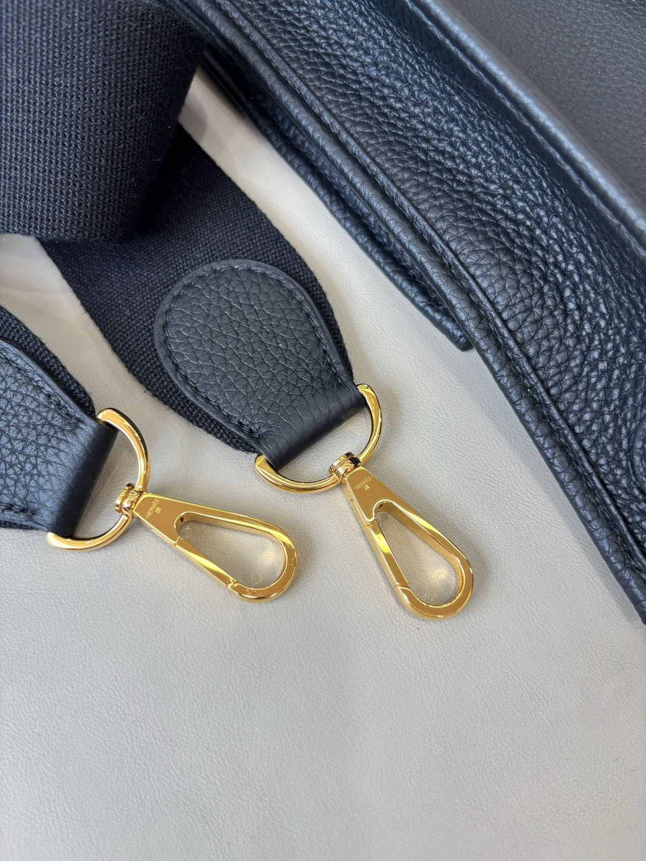 Pre-owned Certified Hermes Evelyne 29 bag in Black Taurillon Clemence leather with Golden Hardware, 2023, w/dust bag