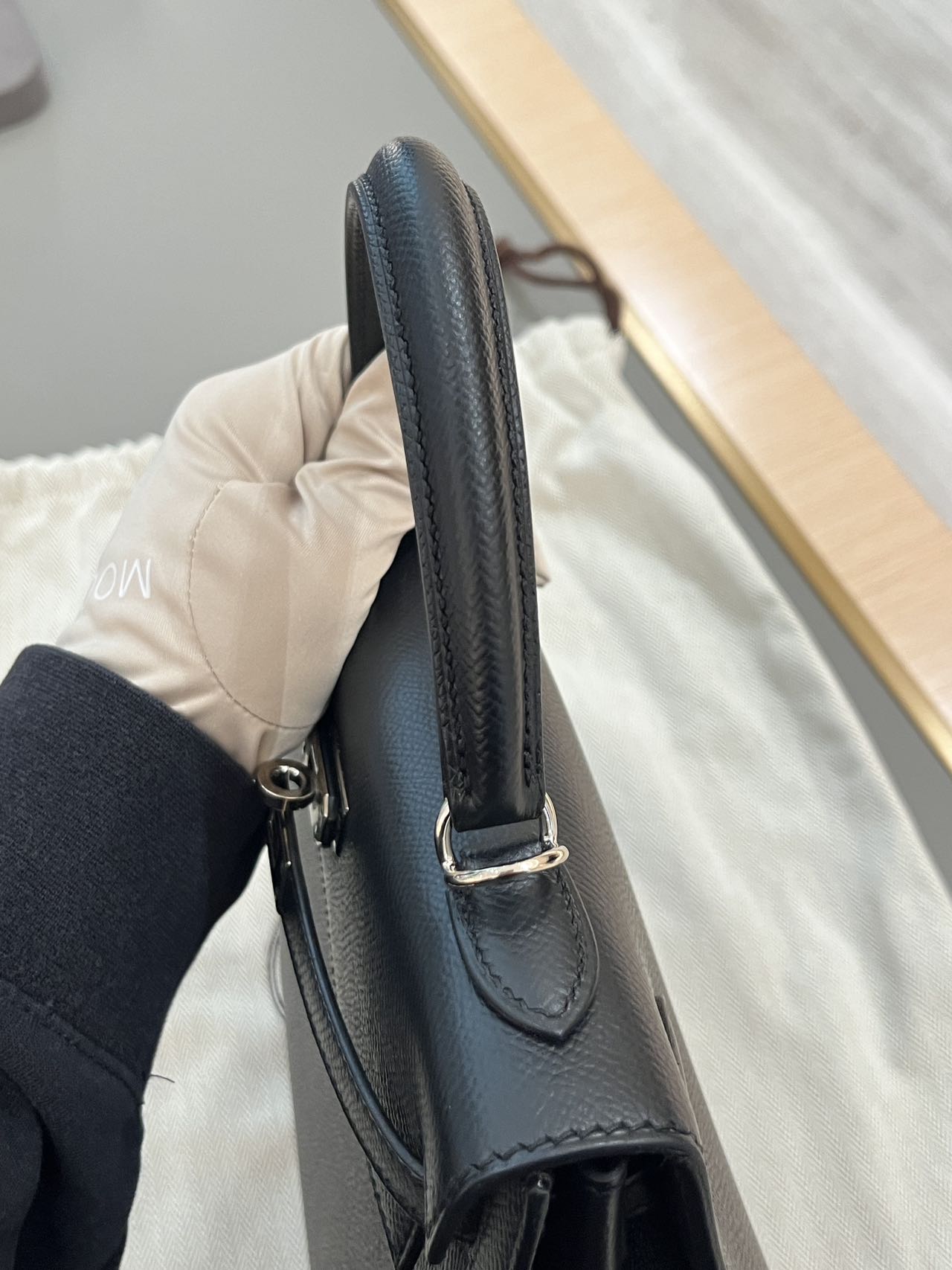Pre-owned Certified Hermes Kelly 25 Sellier in Black Epsom Leather with Palladium Hardware, 2017, w/ Full Set