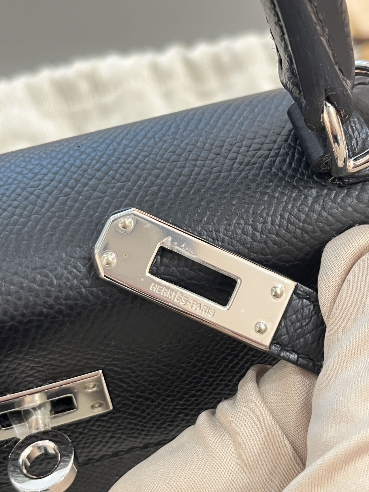 Pre-owned Certified Hermes Kelly 25 Sellier in Black Epsom Leather with Palladium Hardware, 2017, w/ Full Set