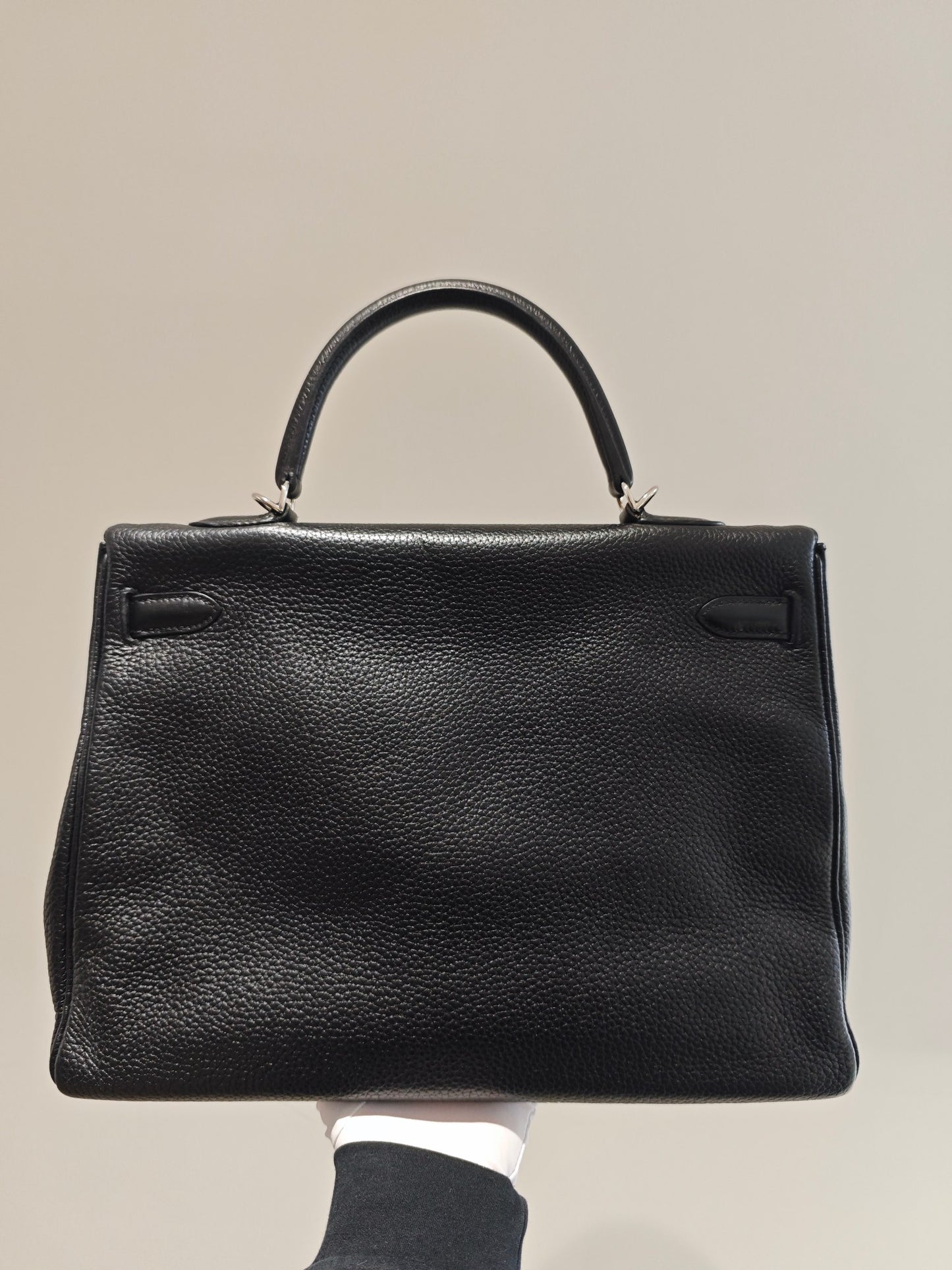 Pre-owned Certified Hermes Kelly 35 in Black Togo Leather with Silver Hardware, 2013, w/ full set