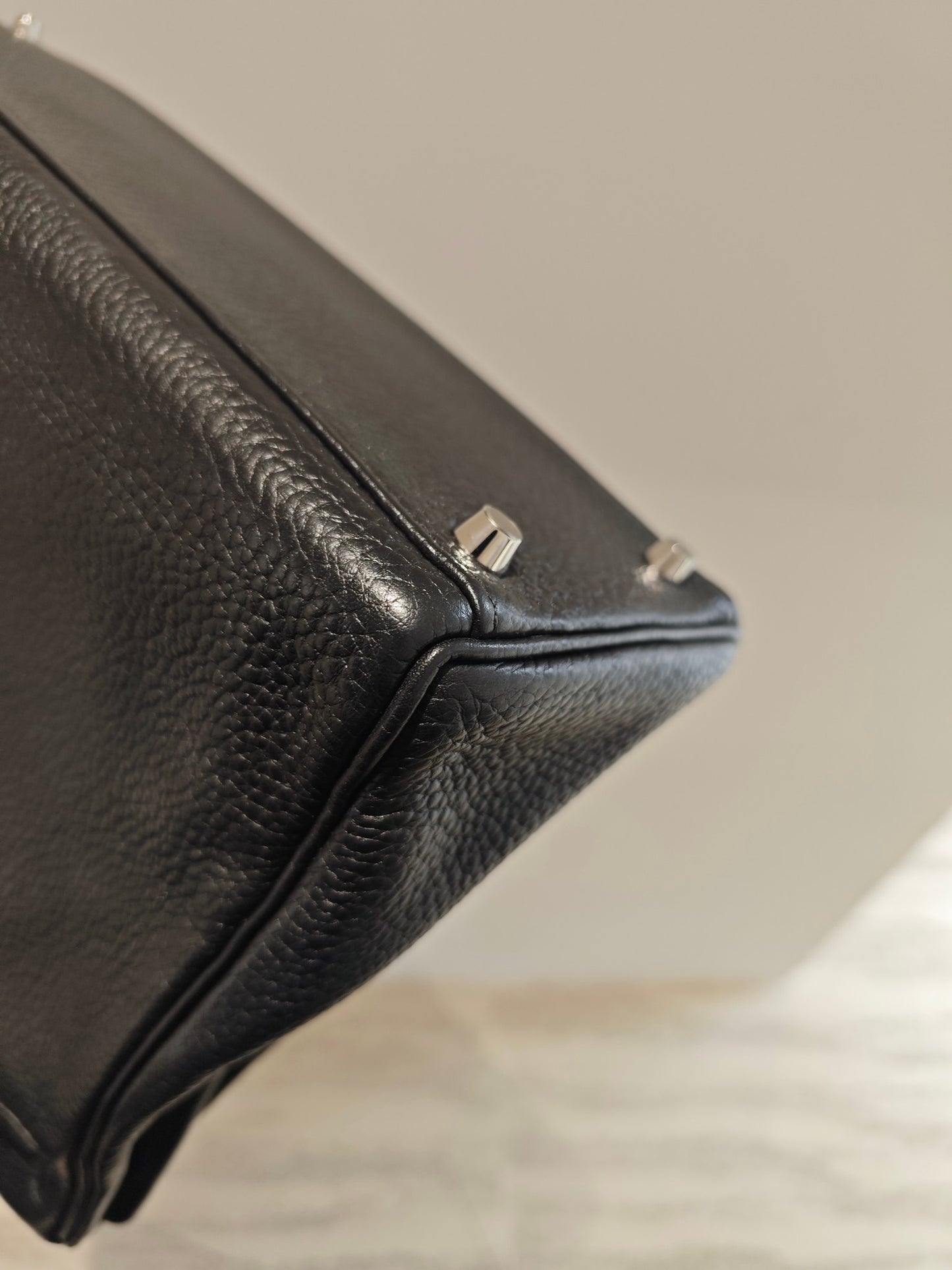 Pre-owned Certified Hermes Kelly 35 in Black Togo Leather with Silver Hardware, 2013, w/ full set