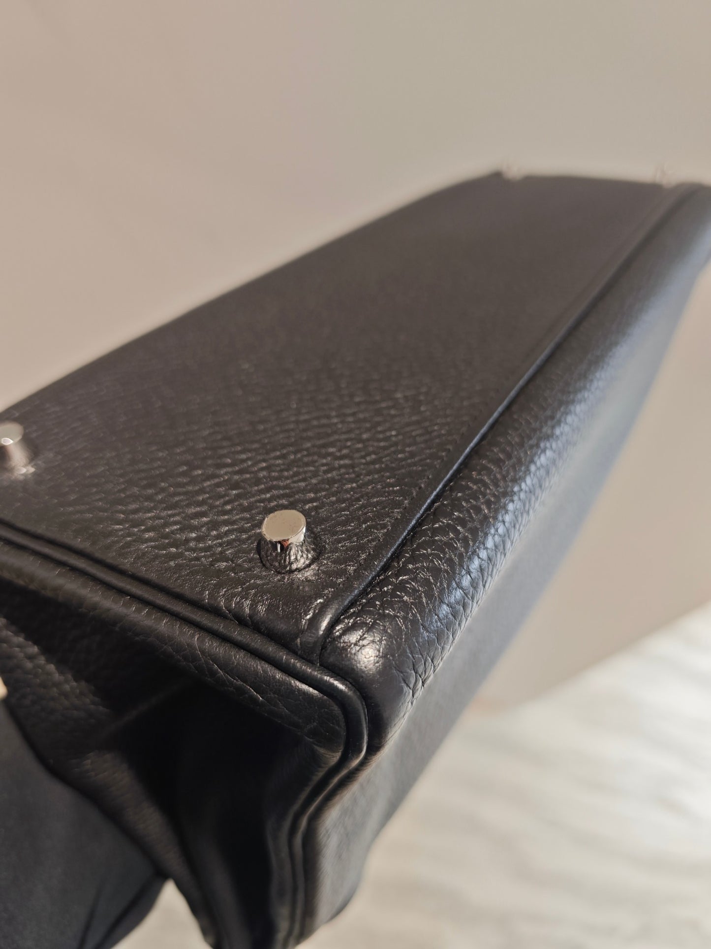 Pre-owned Certified Hermes Kelly 35 in Black Togo Leather with Silver Hardware, 2013, w/ full set