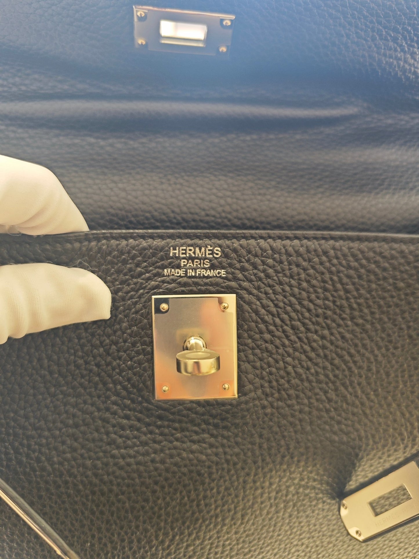 Pre-owned Certified Hermes Kelly 35 in Black Togo Leather with Silver Hardware, 2013, w/ full set