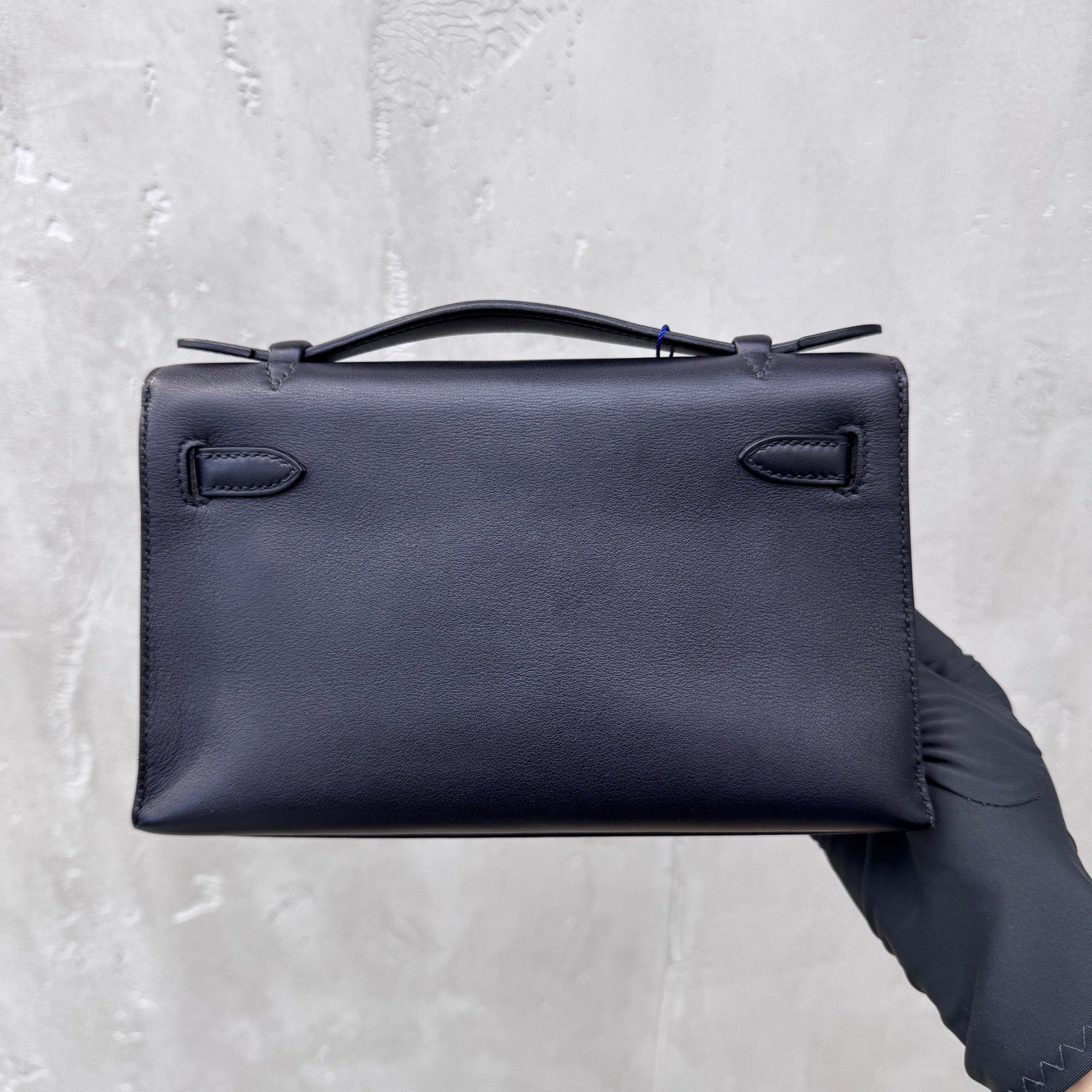 Pre-owned Certified Hermes Kelly Pochette in Black Swift  Leather with Silver Hardware, 2021, w/ full set