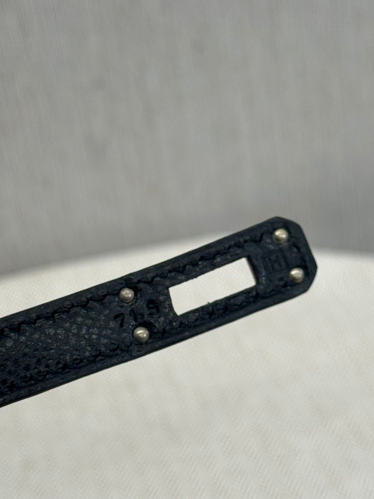 Pre-owned Certified Hermes Kelly Pochette in Black Epsom Leather with Silver Hardware, 2004, w/ full set