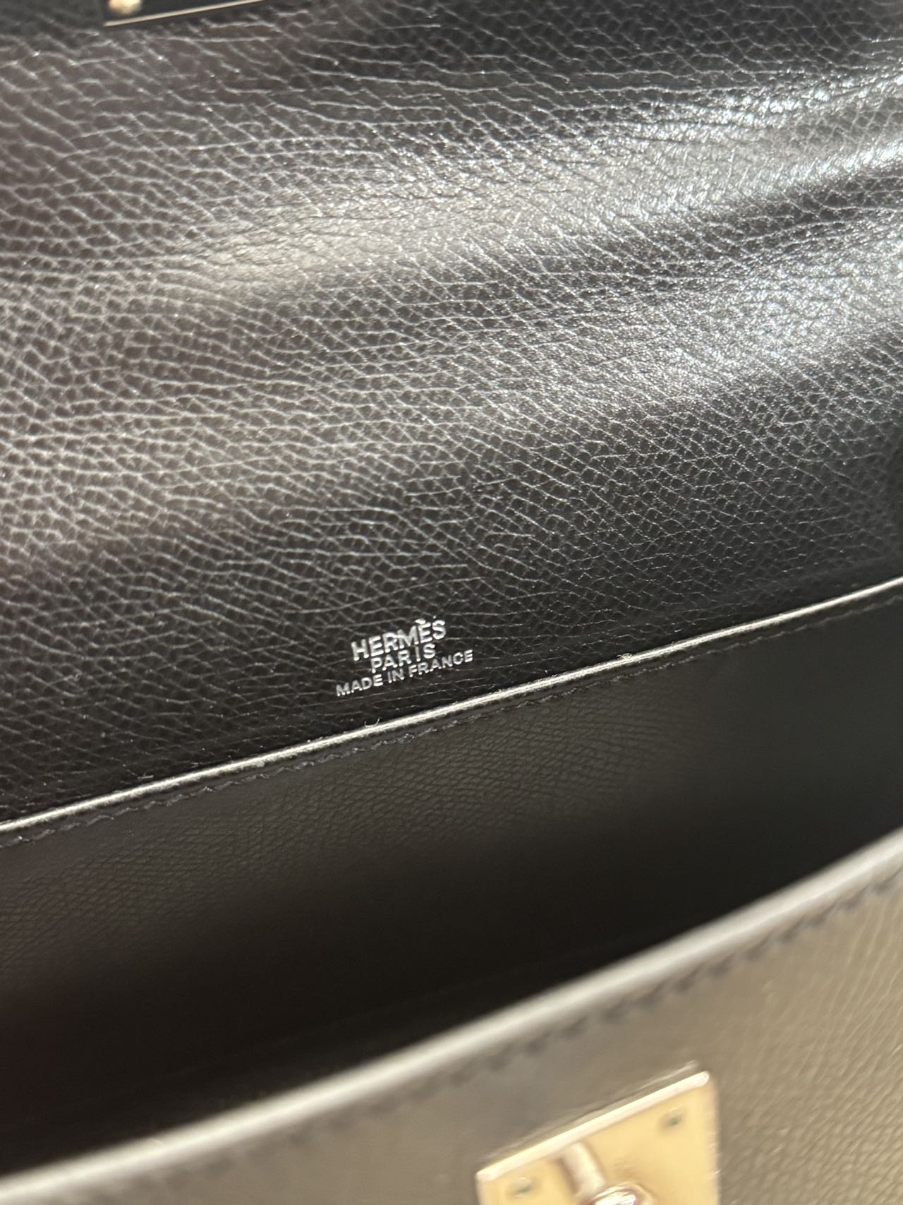 Pre-owned Certified Hermes Kelly Pochette in Black Epsom Leather with Silver Hardware, 2004, w/ full set