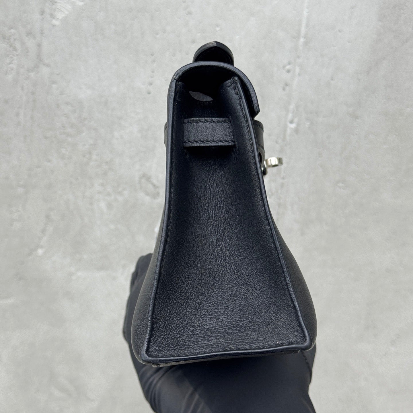 Pre-owned Certified Hermes Kelly Pochette in Black Swift  Leather with Silver Hardware, 2021, w/ full set