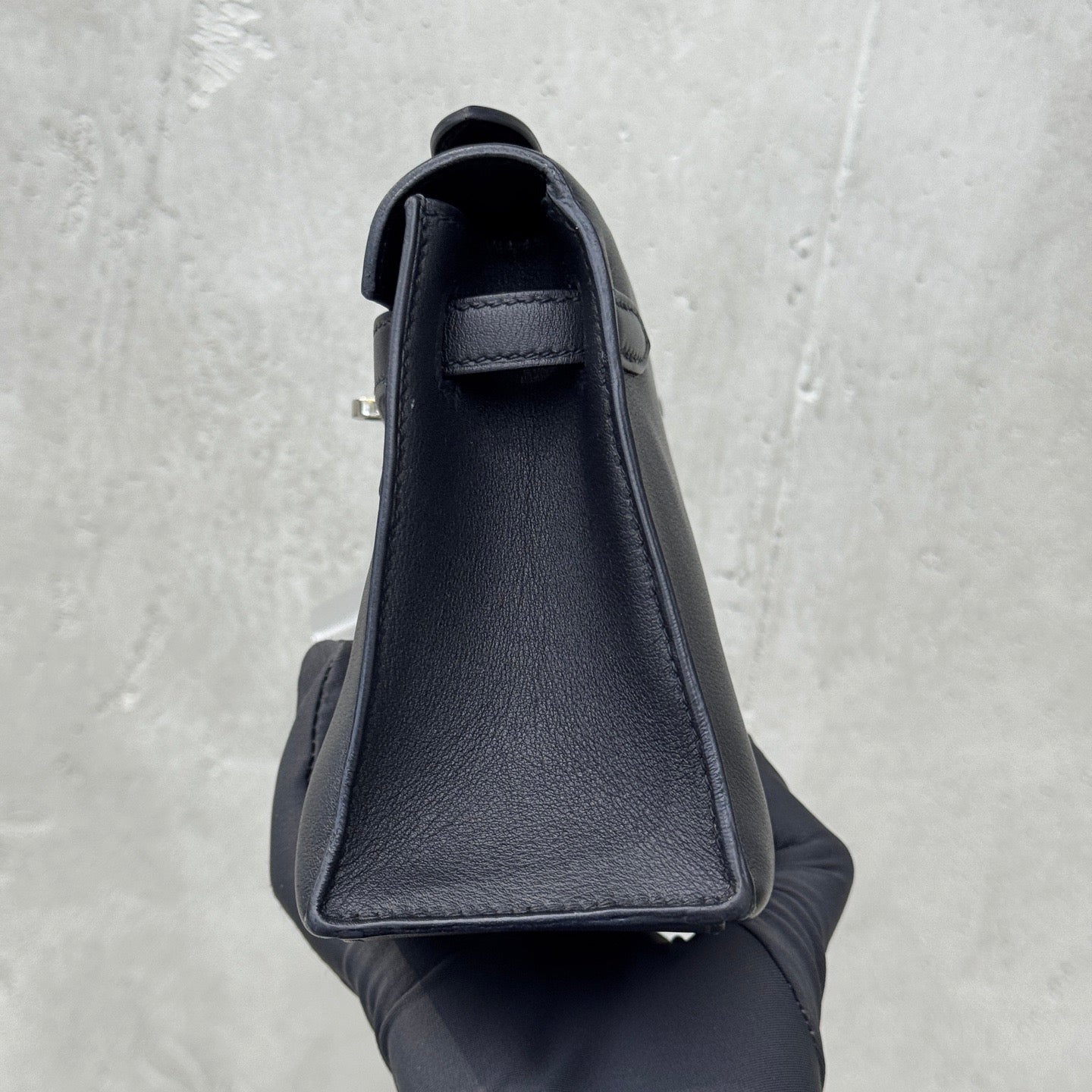 Pre-owned Certified Hermes Kelly Pochette in Black Swift  Leather with Silver Hardware, 2021, w/ full set