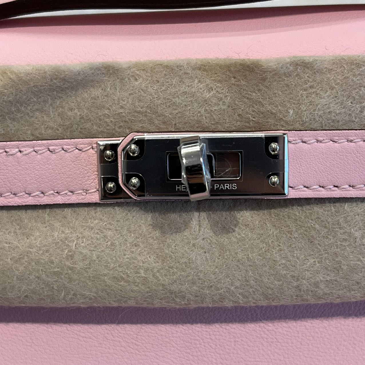 Pre-owned Certified Hermes Mini Kelly Pochette in Sakura Pink Swift Leather with Silver Hardware, 2025, w/ Full Set