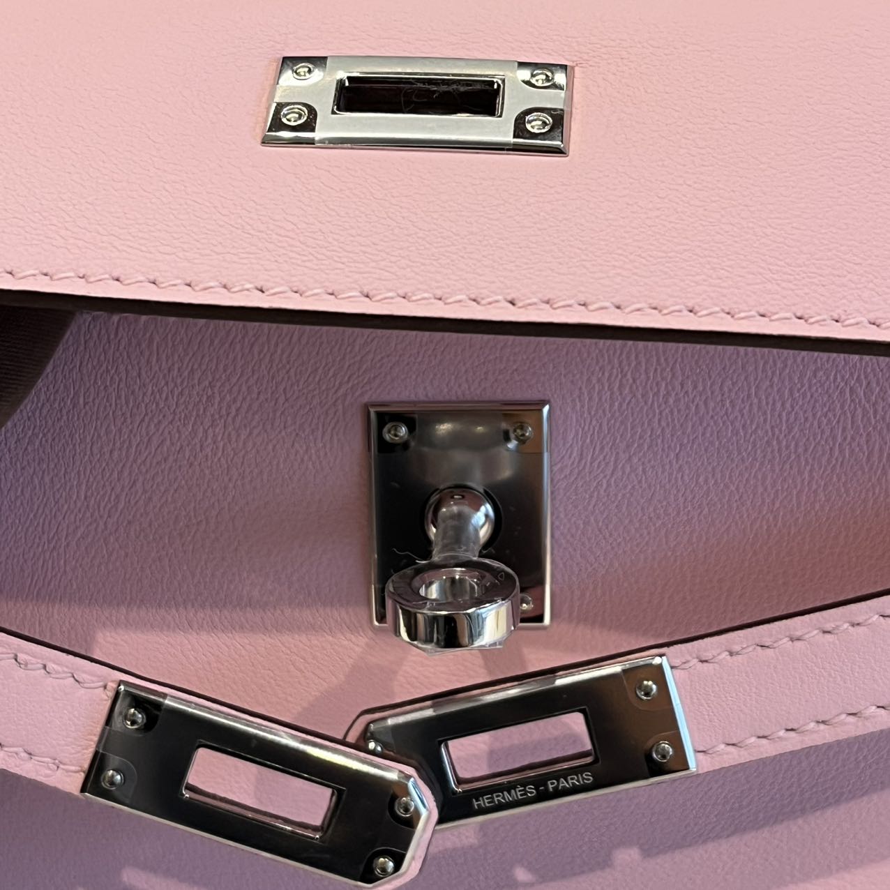 Pre-owned Certified Hermes Mini Kelly Pochette in Sakura Pink Swift Leather with Silver Hardware, 2025, w/ Full Set