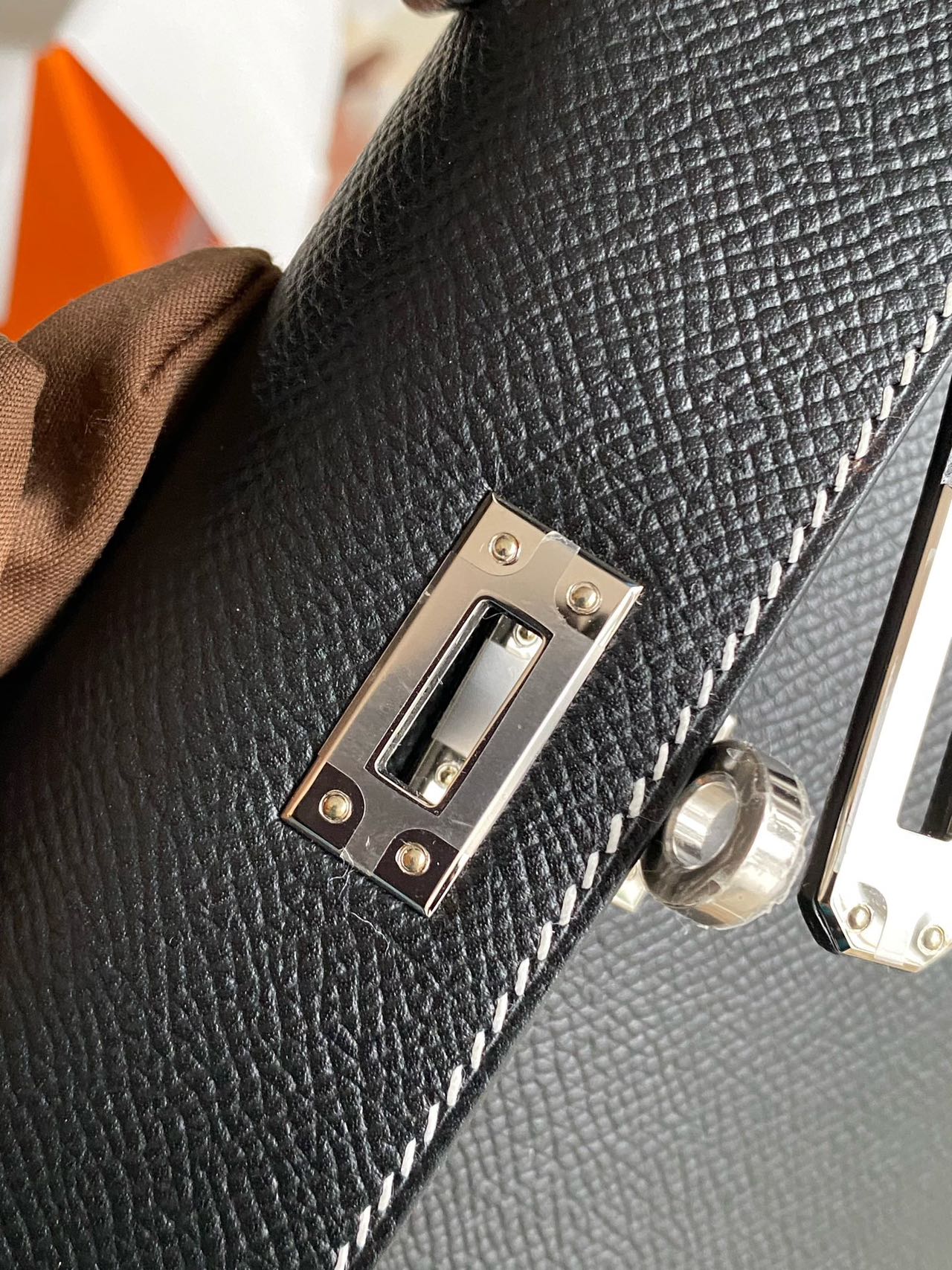 Pre-owned Certified Hermes Mini Kelly SO Black Epsom Leather with White Stitching, with Silver Hardware, 2025 (K stamp), w/ Full Set