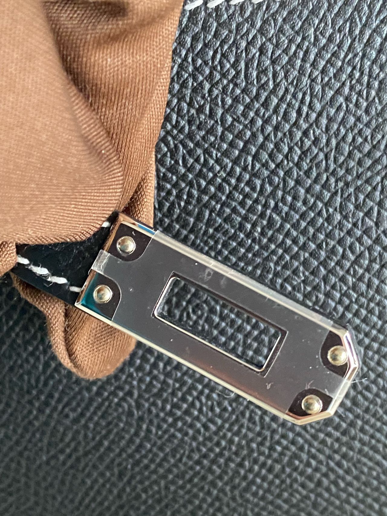 Pre-owned Certified Hermes Mini Kelly SO Black Epsom Leather with White Stitching, with Silver Hardware, 2025 (K stamp), w/ Full Set