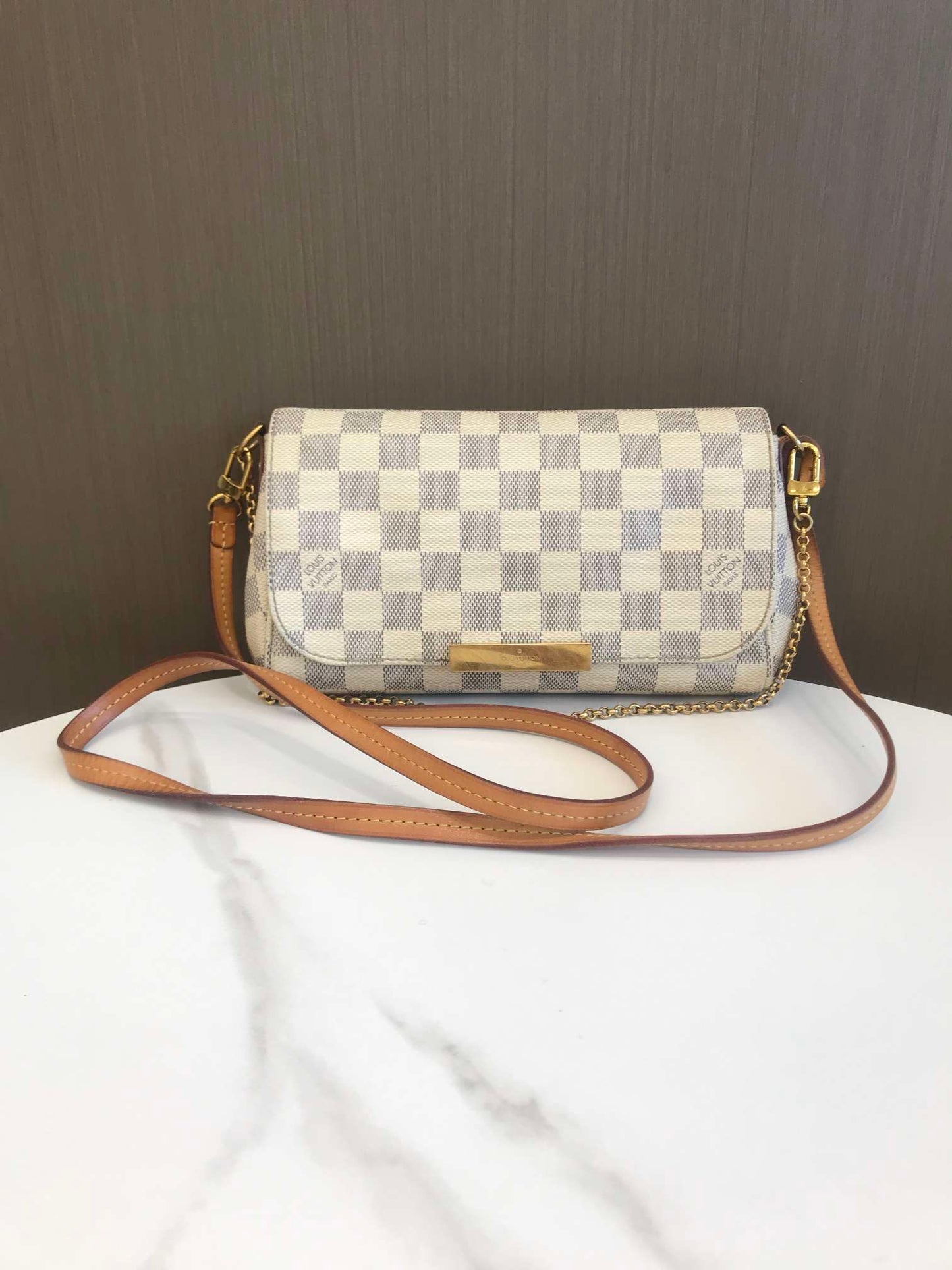 Pre-owned LV Louis Vuitton Favorite Damier Azure Small