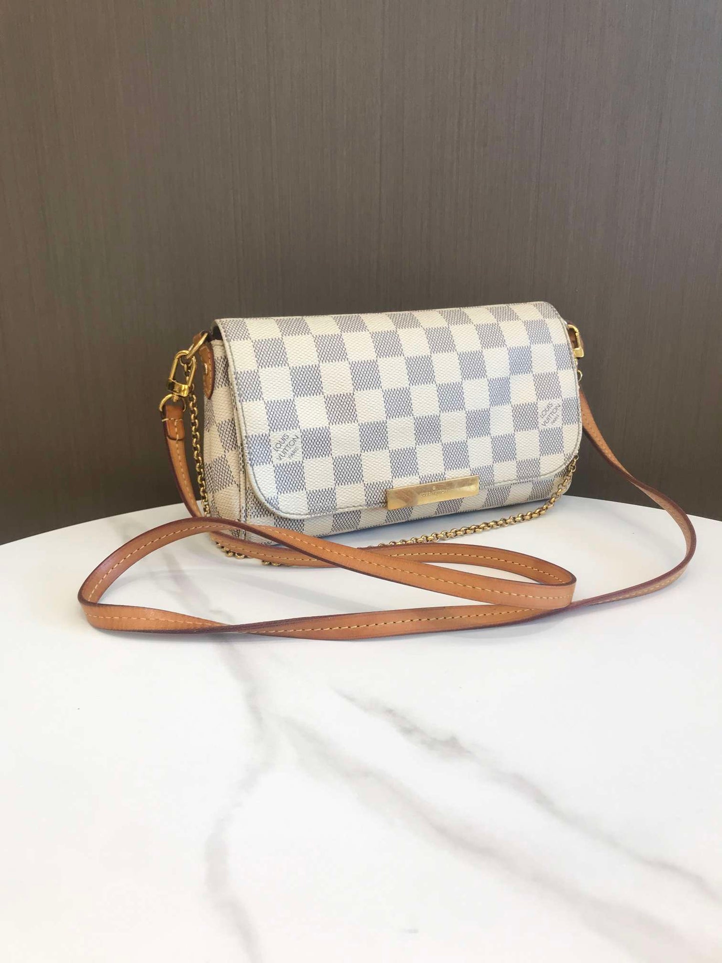 Pre-owned LV Louis Vuitton Favorite Damier Azure Small