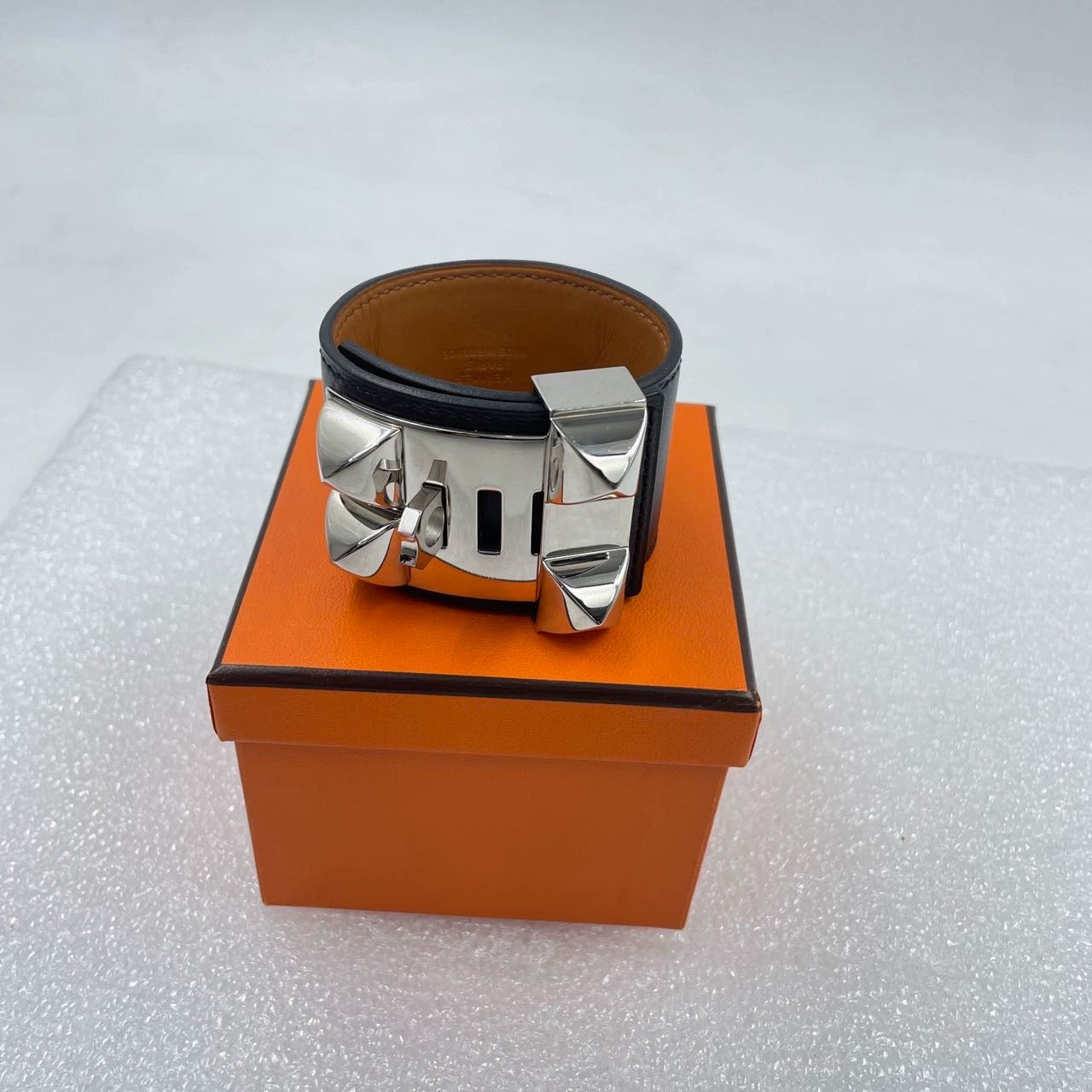 Pre-owned Hermes CDC bracelet black with silver hardware