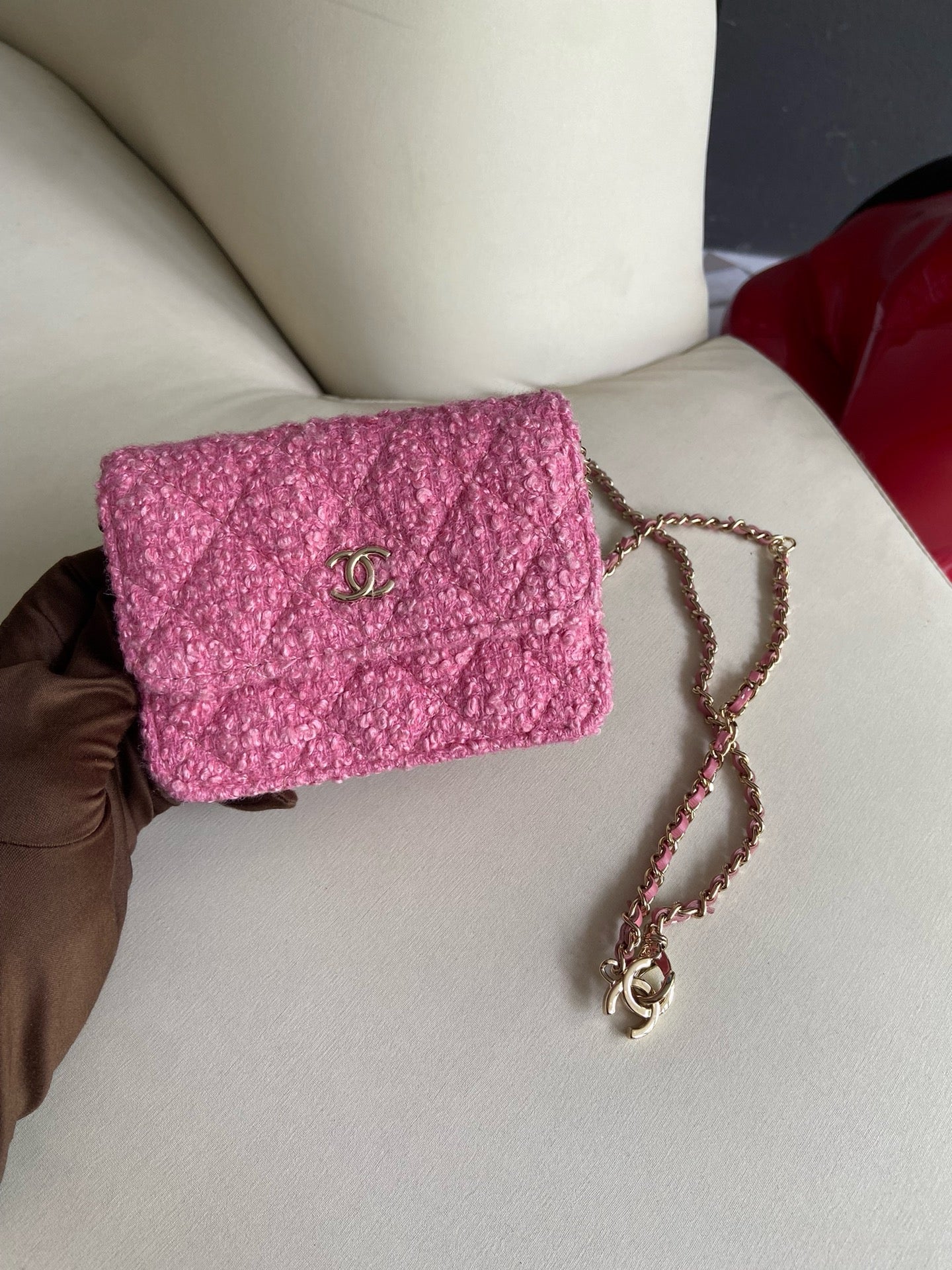 Pre-owned Chanel Mini WOC Pink Tweed